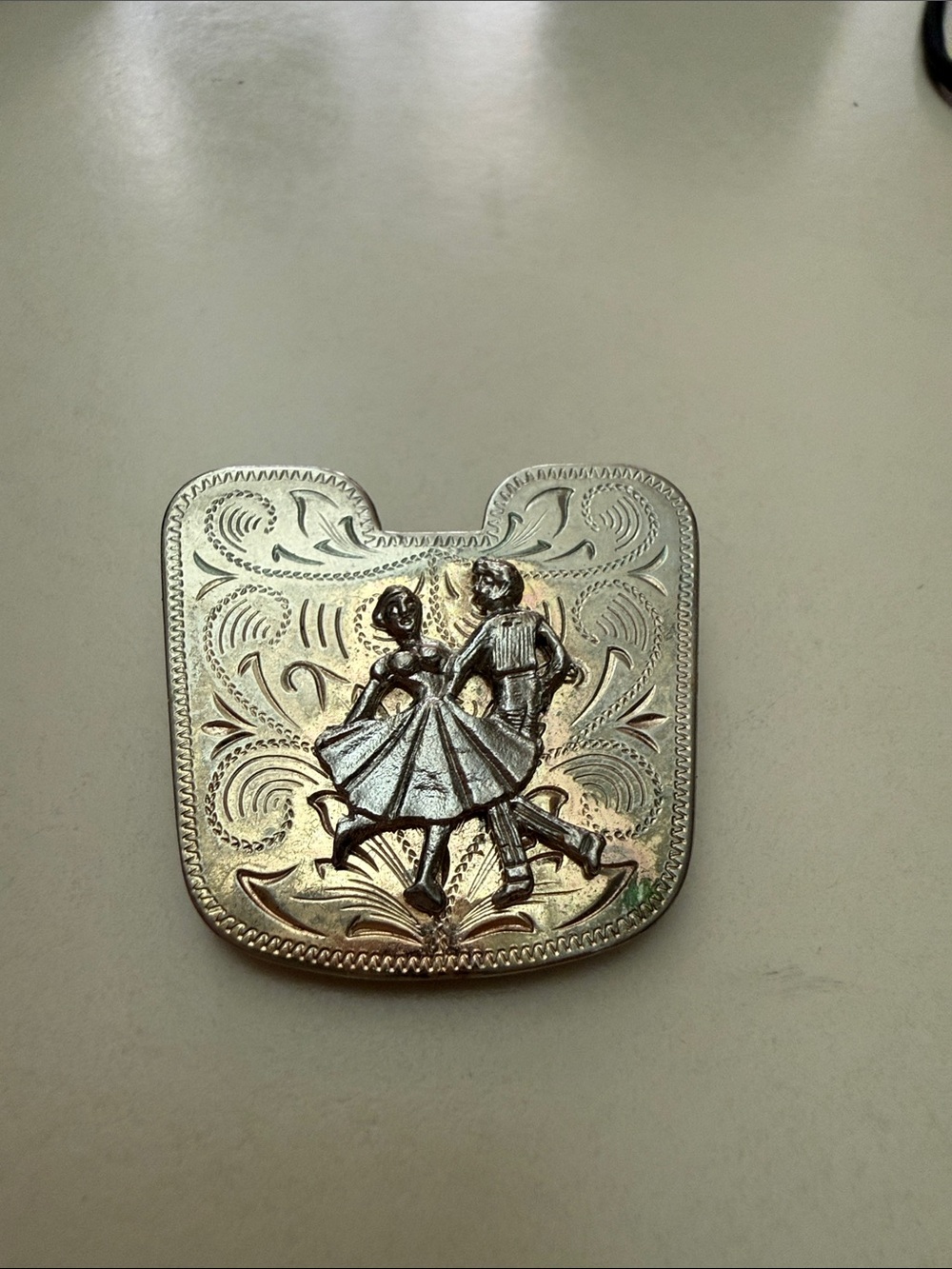 Vintage Square Dance Belt Buckle
